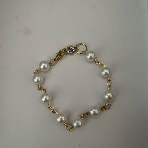 Gold faux pearl bracelet handmade